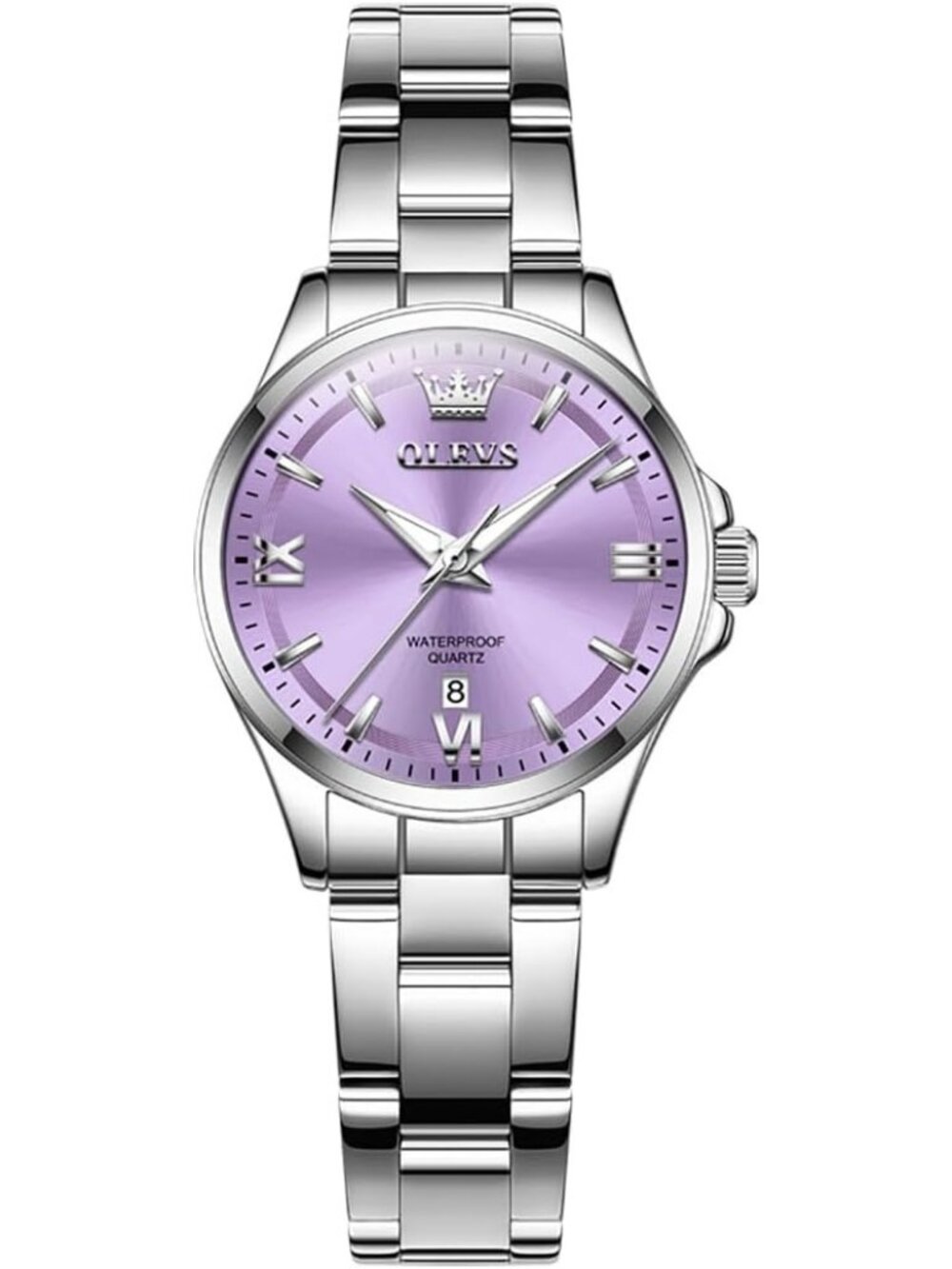 Women's Purple Stainless Steel Dress Analog Luminous Fashionable Wrist Watch